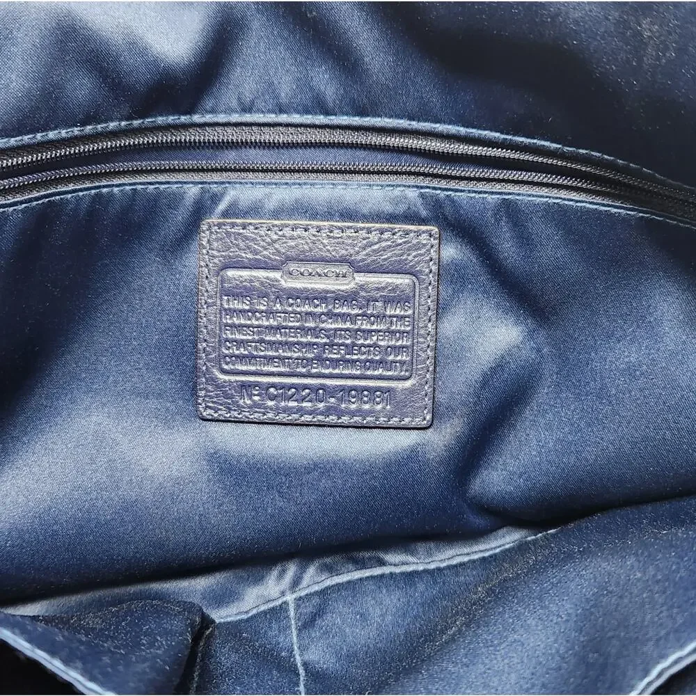 COACH POPPY GLAM LARGE TOTE BAG PURSE 19881 DENIM BLUE *Read